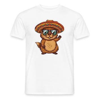 Biber Comic Lustig Sombrero - Männer T-Shirt - Weiß - Vorne - AI Model Male 178 dark (178cm)
