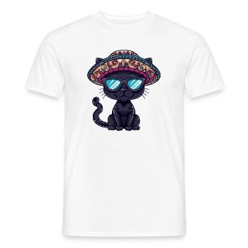 Panther Comic Lustig Sombrero - Männer T-Shirt - Weiß - Vorne - AI Model Male 178 dark (178cm)