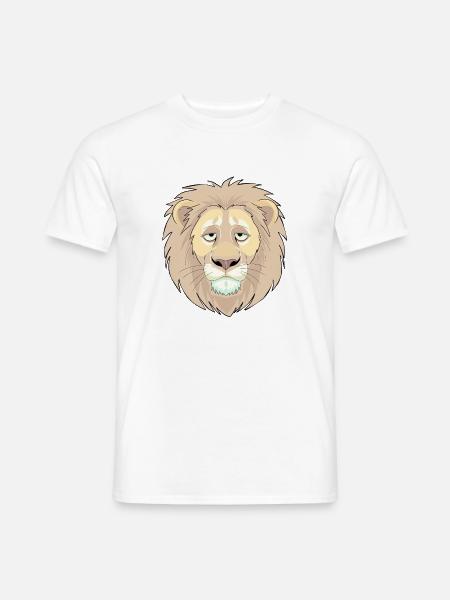 Sleepy Lion Cartoon-Gesicht - Männer T-Shirt - Weiß