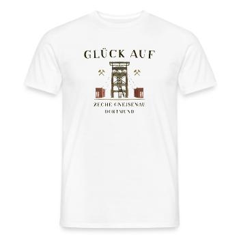  Dortmund, Glück Auf, Zeche Gneisenau - Männer T-Shirt - Weiß - Vorne - AI Model Male 178 dark (178cm)