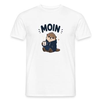 Moin Otter mit Kaffee Hoodie - Männer T-Shirt - Weiß - Vorne - AI Model Male 178 dark (178cm)