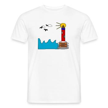 Phare au bord de la mer dans le cercle du soleil - T-shirt homme - blanc - Devant - AI Model Male 178 dark (178cm)