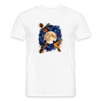 Des rouges-gorges nocturnes au clair de lune dans une mer d’étoiles - T-shirt homme - blanc - Devant - AI Model Male 178 dark (178cm)