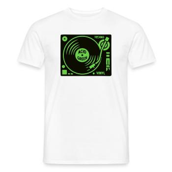 Turntable Techno DJ Mixer Vinyl Rave - Men's T-Shirt - white - Front - AI Model Male 178 dark (178cm)