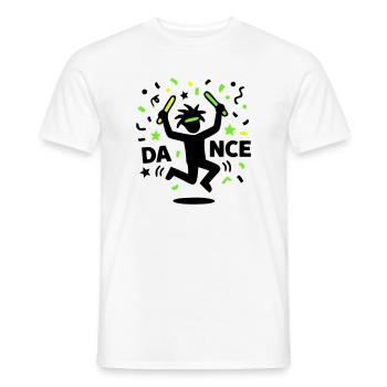 Fête techno rave des années 90 avec des bonhommes bâtons dansants - T-shirt homme - blanc - Devant - AI Model Male 178 dark (178cm)