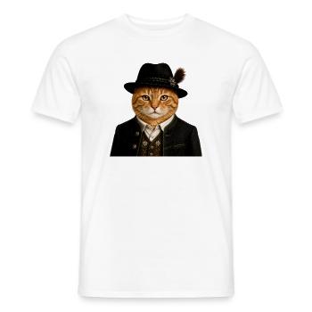Black Forest tomcat in traditional costume - Men's T-Shirt - white - Front - AI Model Male 178 dark (178cm)