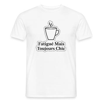 Fatigué Mais Toujours Chic Café - T-shirt homme - blanc - Devant - AI Model Male 178 dark (178cm)