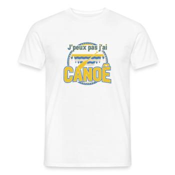 Canoë: J'peux pas j'ai CANOË - T-shirt homme - blanc - Devant - AI Model Male 178 dark (178cm)