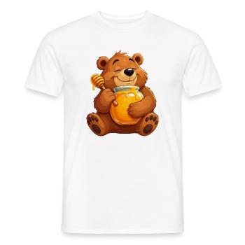 Ours câlin avec pot de miel - T-shirt homme - blanc - Devant - AI Model Male 178 dark (178cm)