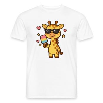 Giraffe mit Sonnenbrille Eisspaß - Men's T-Shirt - white - Front - AI Model Male 178 dark (178cm)