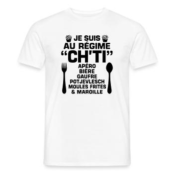 Régime ch'ti - T-shirt homme - blanc - Devant - AI Model Male 178 dark (178cm)
