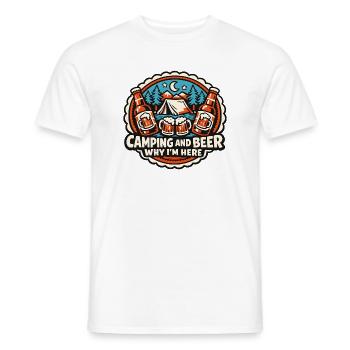 Camping und Bier Warum ich hier - Männer T-Shirt - Weiß - Vorne - AI Model Male 178 dark (178cm)