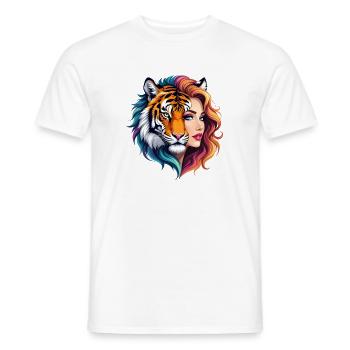 Rainbow Tiger Woman - Men's T-Shirt - white - Front - AI Model Male 178 dark (178cm)