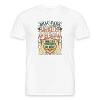 Cadeau Beau-papa Drôle Vintage Fête des Pères - T-shirt homme - blanc - Devant - AI Model Male 178 dark (178cm)