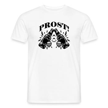 Prost Bierflasche Bier Anstoßen - Männer T-Shirt - Weiß - Vorne - AI Model Male 178 dark (178cm)