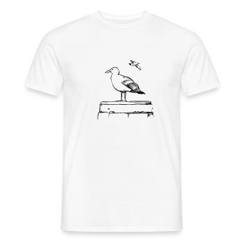 Seagull – Illustration - Men's T-Shirt - white - Front - AI Model Male 178 dark (178cm)