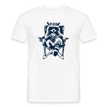 Camping Waschbär mit Eiskaffee - Männer T-Shirt - Weiß - Vorne - AI Model Male 178 dark (178cm)