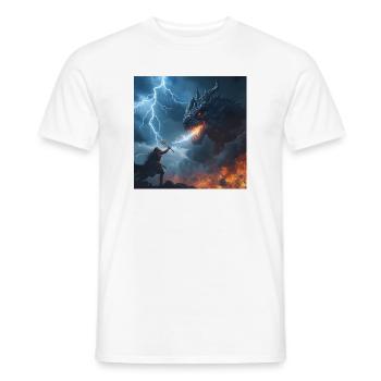 Clash with the Beast – Epischer Drachenkampf - Männer T-Shirt - Weiß - Vorne - AI Model Male 178 dark (178cm)