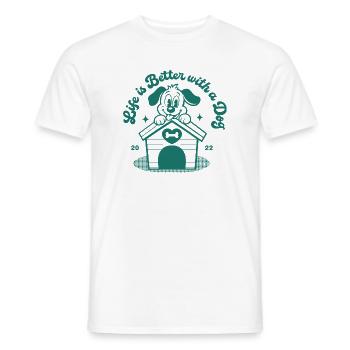Life Is Better With A Dog Cartoon - Men's T-Shirt - white - Front - AI Model Male 178 dark (178cm)