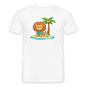 Tropischer Löwe am Strand - Männer T-Shirt - Weiß - Vorne - AI Model Male 178 dark (178cm)