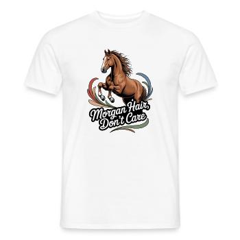 Morgan Hair, Dont Care Horse Illustration - Men's T-Shirt - white - Front - AI Model Male 178 dark (178cm)