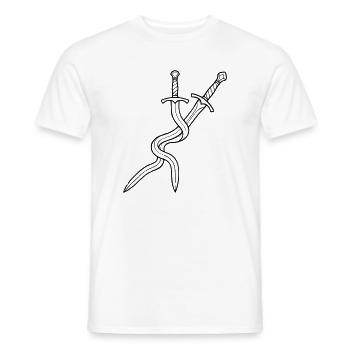 Crossed Swords Fantasy RPG LARP - Men's T-Shirt - white - Front - AI Model Male 178 dark (178cm)