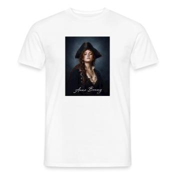 Anne Bonny Pirate Portrait - Men's T-Shirt - white - Front - AI Model Male 178 dark (178cm)
