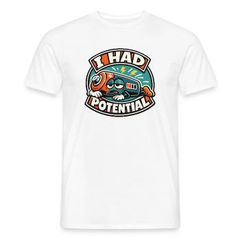 Ich hatte Potenzial Akku - Männer T-Shirt - Weiß - Vorne - AI Model Male 178 dark (178cm)