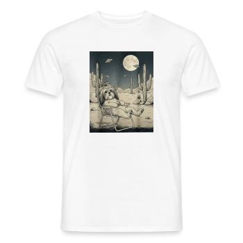 Chien du désert Maltipoo au clair de lune - T-shirt homme - blanc - Devant - AI Model Male 178 dark (178cm)