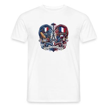 Paris Saveurs et Tour Eiffel - T-shirt homme - blanc - Devant - AI Model Male 178 dark (178cm)