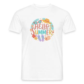 Hello Summer Tropical Print - Men's T-Shirt - white - Front - AI Model Male 178 dark (178cm)