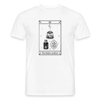 The Sticker Archivist | Tarot Card - Men's T-Shirt - white - Front - AI Model Male 178 dark (178cm)