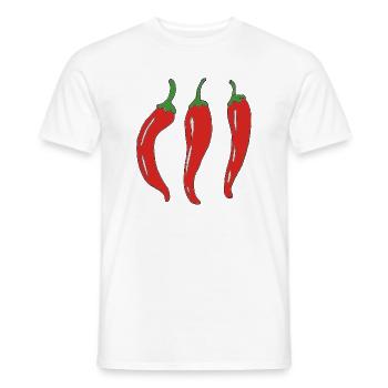 Three Red Chili Peppers Illustration - Men's T-Shirt - white - Front - AI Model Male 178 dark (178cm)