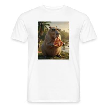 Pizza Capybara with sunglasses - Men's T-Shirt - white - Front - AI Model Male 178 dark (178cm)