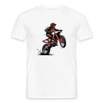 Motocross racer in sprint - Men's T-Shirt - white - Front - AI Model Male 178 dark (178cm)
