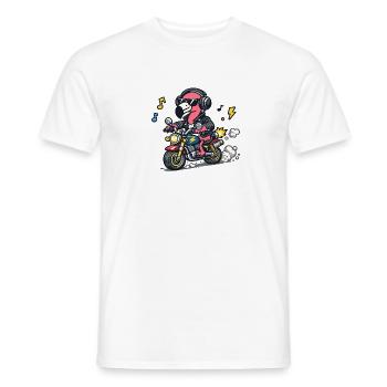 Biker flamant sur moto - T-shirt homme - blanc - Devant - AI Model Male 178 dark (178cm)