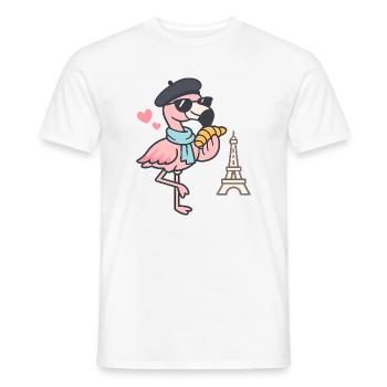 Flamant rose parisien avec croissant - T-shirt homme - blanc - Devant - AI Model Male 178 dark (178cm)