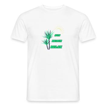 PLAGE DU SOLEIL, DÉTENDS-TOI - T-shirt homme - blanc - Devant - AI Model Male 178 dark (178cm)