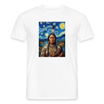 N Navajo Starry Night Portrait - Men's T-Shirt - white - Front - AI Model Male 178 dark (178cm)