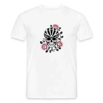 Idée cadeau pour vélo de route Skull Roses - T-shirt homme - blanc - Devant - AI Model Male 178 dark (178cm)