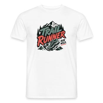 Coureur de trail. Run Wild - T-shirt homme - blanc - Devant - AI Model Male 178 dark (178cm)