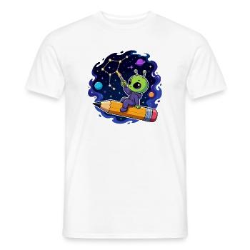 Alien auf Bleistift im Sternenhimmel - Männer T-Shirt - Weiß - Vorne - AI Model Male 178 dark (178cm)