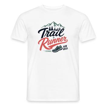 Coureur de trail. Run Wild - T-shirt homme - blanc - Devant - AI Model Male 178 dark (178cm)