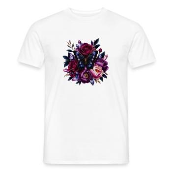 Fleurs violettes et papillon bleu - T-shirt homme - blanc - Devant - AI Model Male 178 dark (178cm)