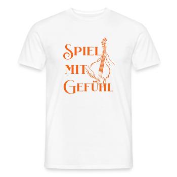 Spiel mit Gefühl - Cello Spruch für Cellisten - Männer T-Shirt - Weiß - Vorne - AI Model Male 178 dark (178cm)