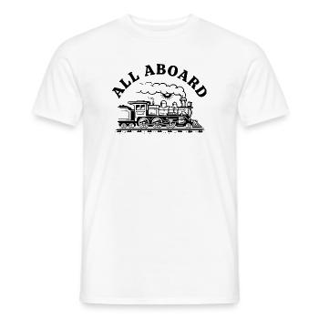 Locomotive à vapeur All Aboard Train Railway Banner - T-shirt homme - blanc - Devant - AI Model Male 178 dark (178cm)