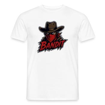 Cow-boy bandit avec un bandana rouge - T-shirt homme - blanc - Devant - AI Model Male 178 dark (178cm)