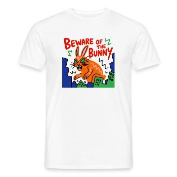 Avertissement concernant la Ville Néon Bunny - T-shirt homme - blanc - Devant - AI Model Male 178 dark (178cm)