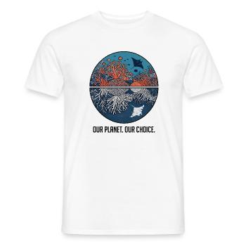 Our Planet Our Choice – Korallenriff Meeresschutz - Männer T-Shirt - Weiß - Vorne - AI Model Male 178 dark (178cm)