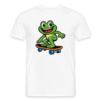 Frog on Skateboard – Cartoon Design - Men's T-Shirt - white - Front - AI Model Male 178 dark (178cm)